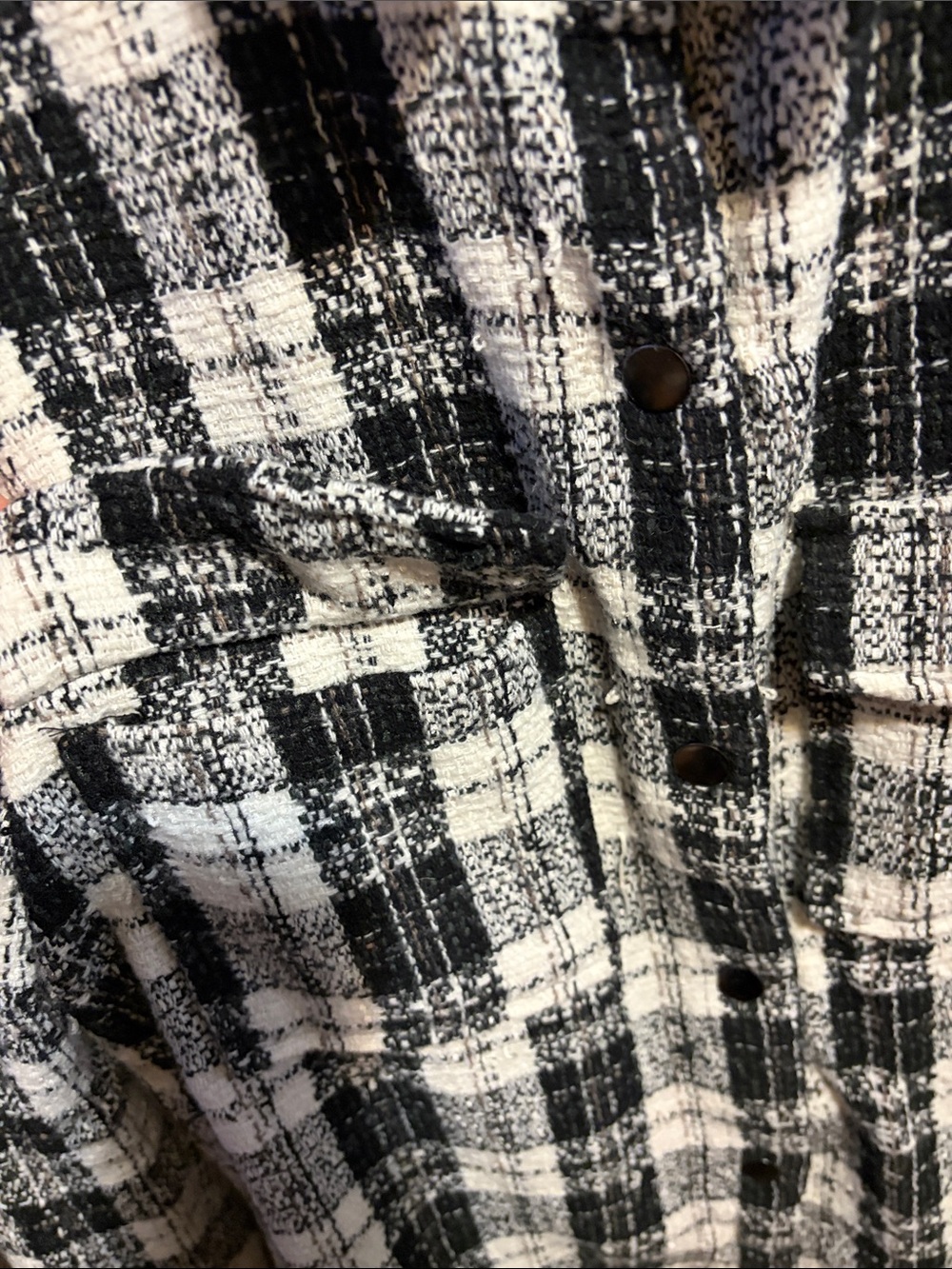 BB Dakota Black and White Plaid Tweed Shacket - Picture 6 of 8